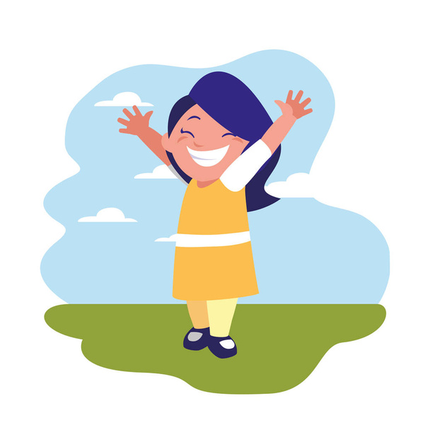 smiling girl celebrating in the outdoors - Vector, Image