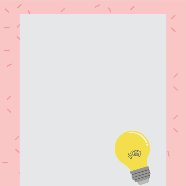 Bulb Idea Icon with Filament on Top of Blank Color Paper. Incandescent Lamp with Coil Wire Resting on Pastel Shade Board. Creative Background Idea for Announcement and Expressions. - Vecteur, image