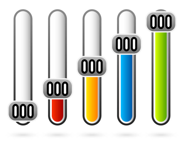 Vertical, color coded sliders, adjusters (UI Sliders, adjusters) - Фото, изображение