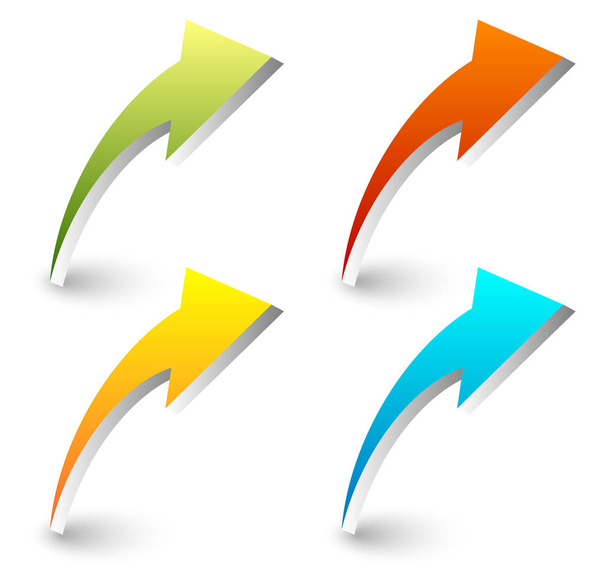 3d curved, bent arrows in four colors - Foto, Imagem