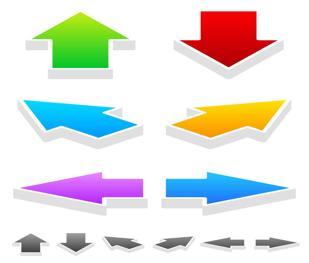 Colorful Arrows in Different Directions: 3D Up, Down, Left, Righ - Foto, Imagen