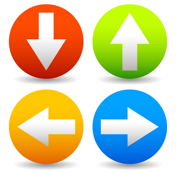 Arrow icons pointing up, down, left and right. Vector graphic - Foto, Imagem