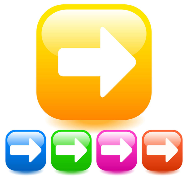 Vivid arrow icons. Arrow pointing right on multicolor rounded sq - Photo, Image