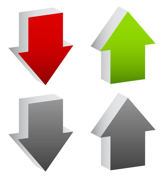 Up and down arrows in green and red, editable vector. - Фото, изображение