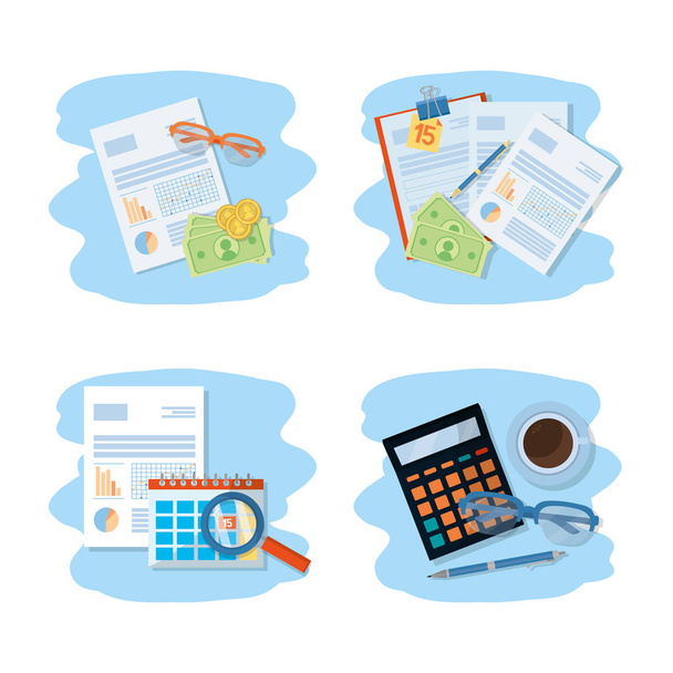 personal finance scene receipt check paper cartoon vector illustration graphic design - Vector, Image