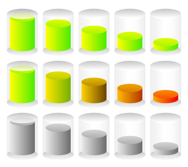 Cylindrical graphics for levels, fullness concepts. Progress ind - Фото, изображение