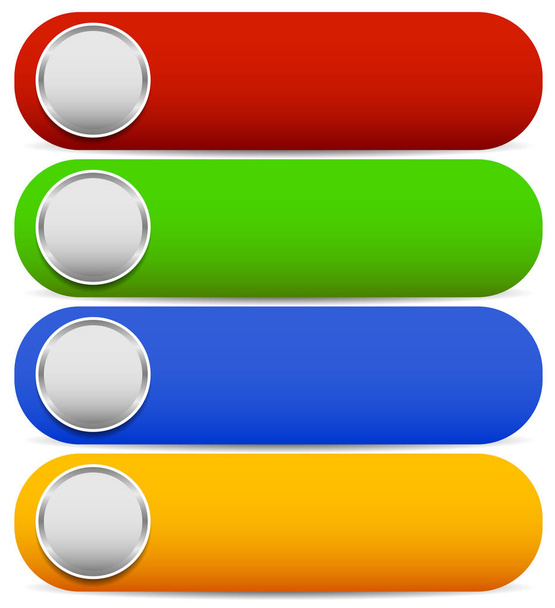 Rounded bright buttons white blank space in several colors - Photo, image