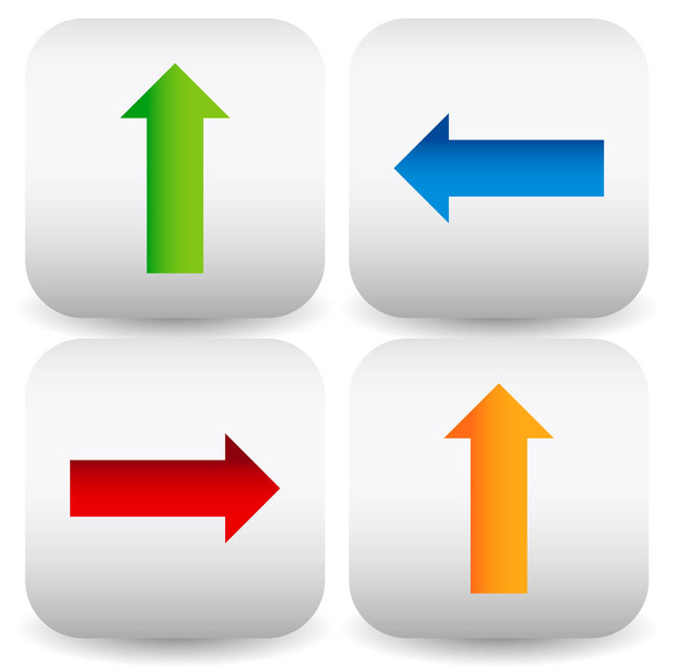 Set of Rounded square icons with colorful arrows in up, down, le - Fotografie, Obrázek
