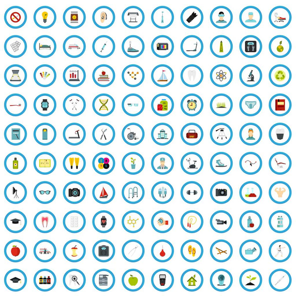 Ensemble de 100 icônes de journal médical, style plat
 - Vecteur, image