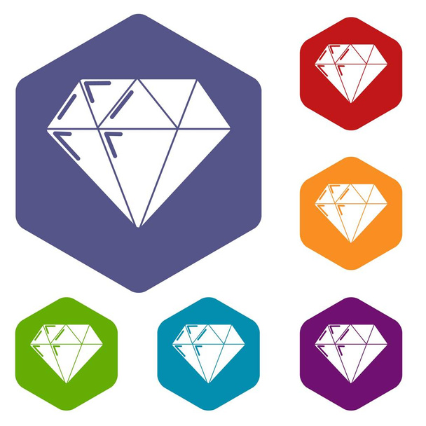 Diamond icons vector hexahedron - Vector, Image