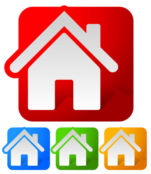 Rectangular house icons on white - Фото, изображение