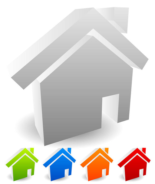 3d house icons. Editable vectors. Home, homepage, real estate th - Foto, Imagen