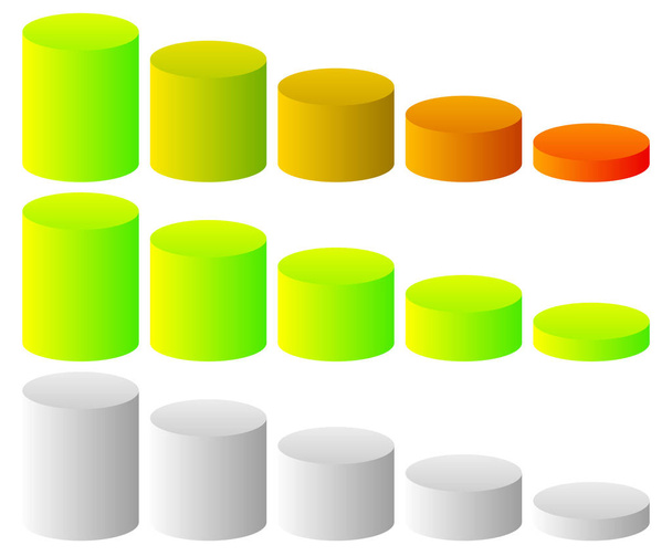 Illustration of 3d cylinders as level, progress indicators. - Фото, изображение