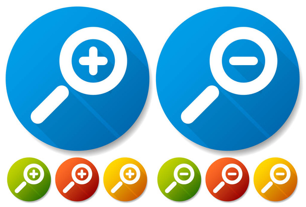 Bright Colorful Magnifier / Magnifying Glass Buttons, Icons. Sym - Valokuva, kuva