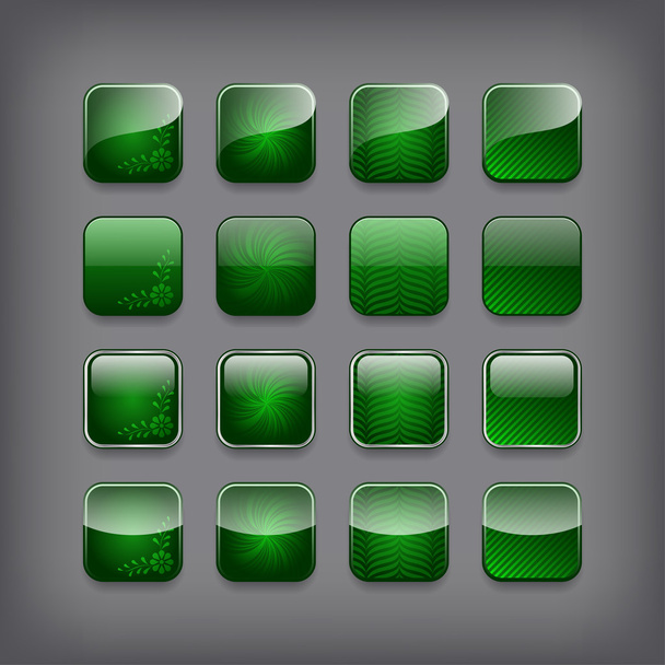 Set of blank green buttons - Vetor, Imagem