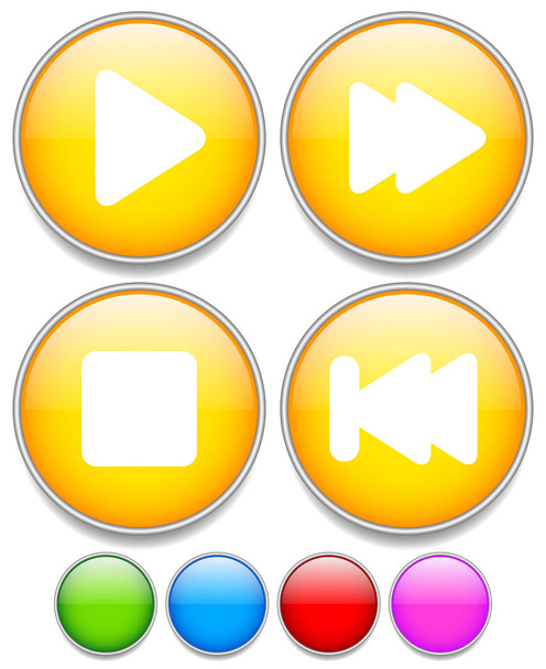 Multimedia buttons with play, fast-forward or backward, previous - Φωτογραφία, εικόνα