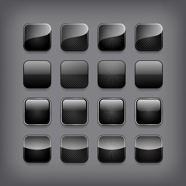 Set of blank black buttons - Wektor, obraz