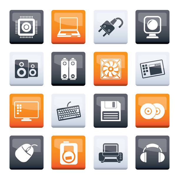 Computer Items and Accessories icons over color background - vector icon set - ベクター画像