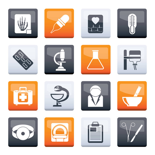 Healthcare and Medicine icons over color background - vector icon set - Vector, Image