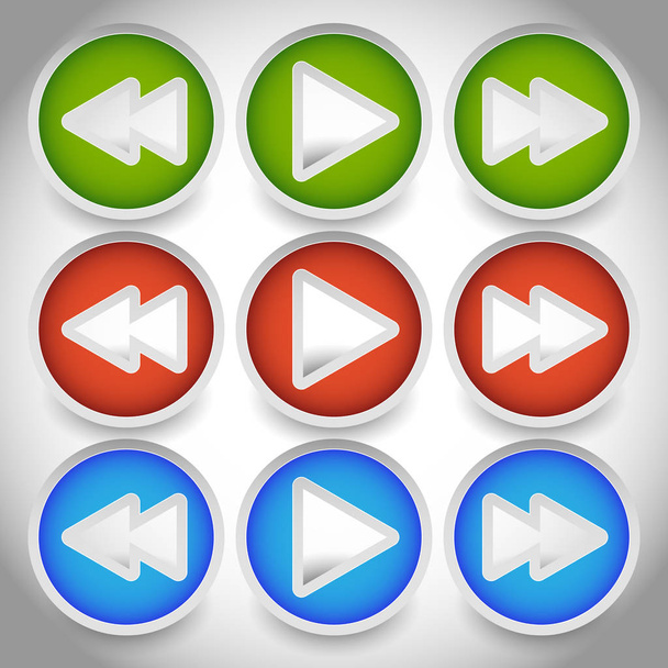 Rewind, play, fast forward navigation buttons. editable vector g - Foto, afbeelding