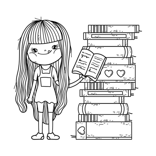 heureuse petite fille lecture livres vectoriel illustration conception
 - Vecteur, image