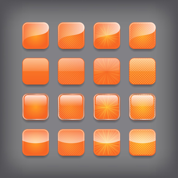 Set of blank orange buttons - Vector, Image
