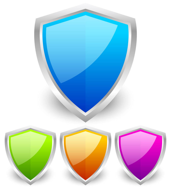 Colorful, glossy shields on white  - Фото, изображение