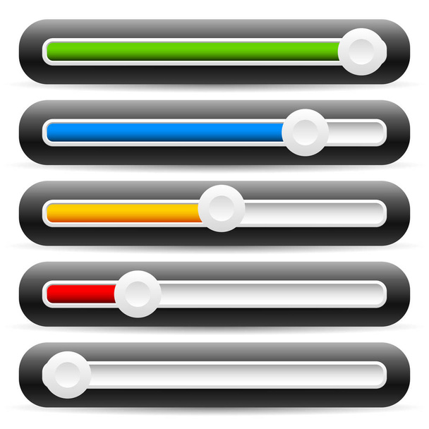 Slider, adjuster interface elements. Horizontal faders for UI de - Foto, imagen