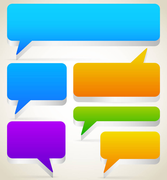 Set of rectangular 3d talk, speech bubbles with blank space. Vec - Foto, immagini