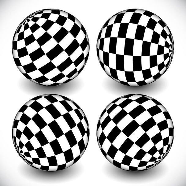 Sfere 3d con superficie a scacchi (a scacchi) su bianco
 - Foto, immagini