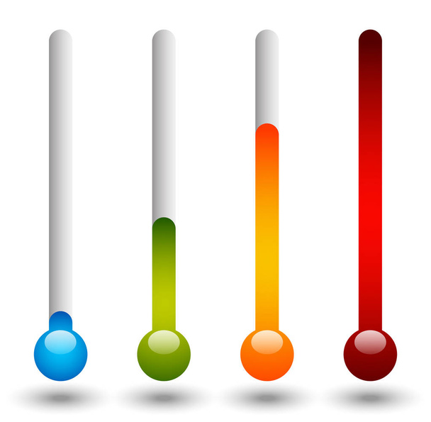 Thermometer set. illustration. Cold, hot temperatures. - Foto, Imagen