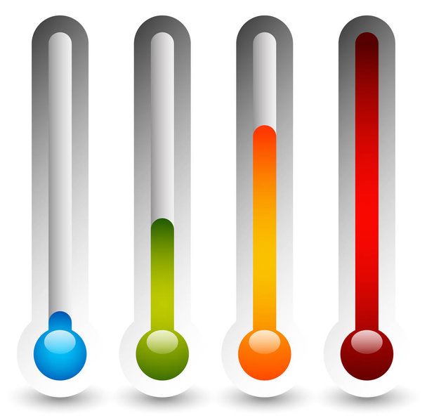 Thermometer set. illustration. Cold, hot temperatures. - Foto, afbeelding