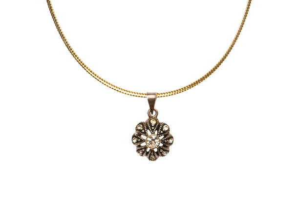 Pendant on golden chain isolated - Photo, Image