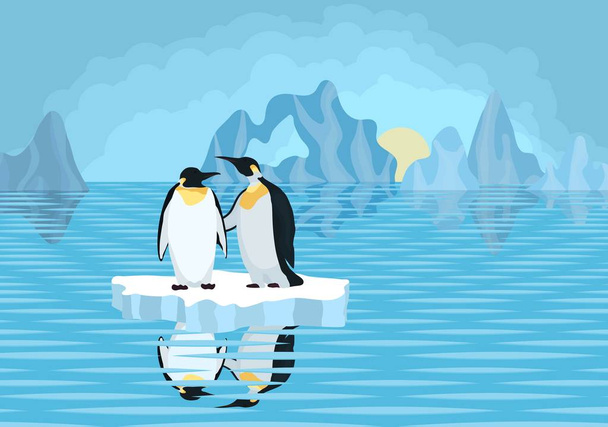 pinguini antarctica su banchi di ghiaccio in mare
 - Vettoriali, immagini