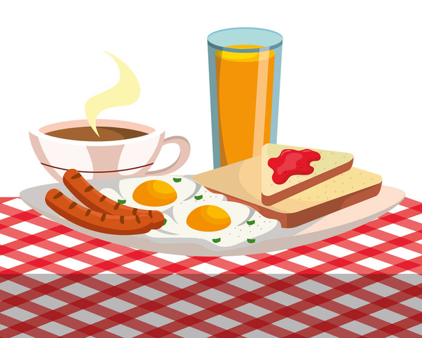 delicious tasty breakfast picnic concept cartoon vector illustration graphic design - Vector, Image