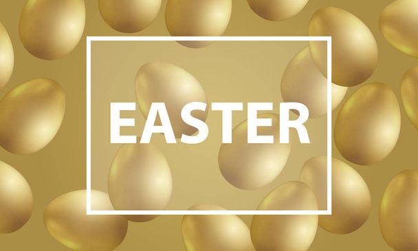 Easter banner with golden eggs - Vecteur, image