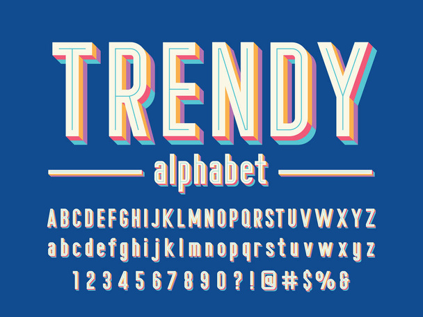 Design de alfabeto estilo vintage 3D - Vetor, Imagem