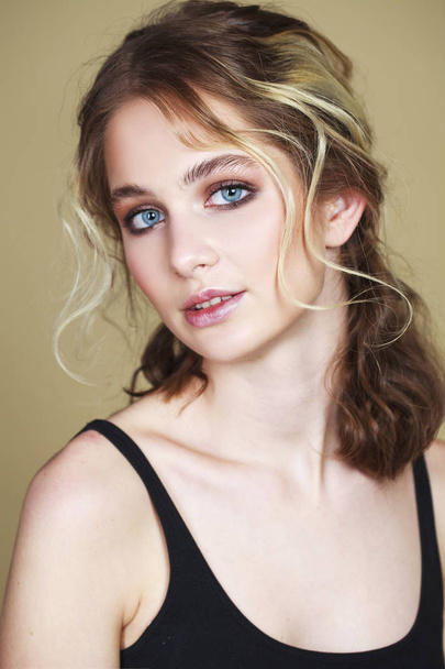 Make up beauty. Close up beautiful blonde fashion young woman - Photo, image