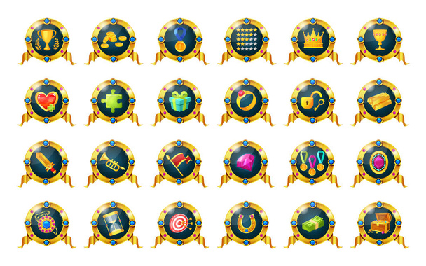 Set of awards, badges, medals of achievements for games. - Vector, Image