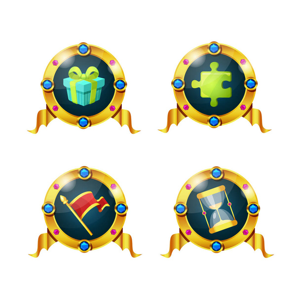 Set of awards, icons of gifts, time bonus, quick win. - Vecteur, image
