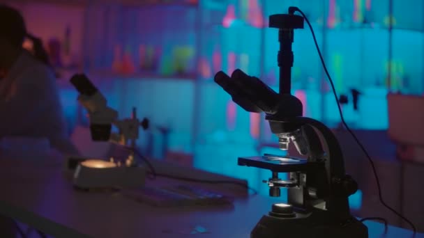 Science lab with neon lights. - Footage, Video