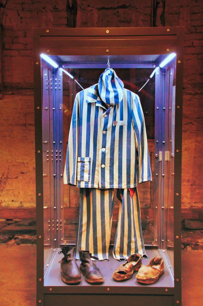 Striped concentration camp inmate clothing was uniform clothing for prisoners in National Socialist concentration camps - Photo, Image