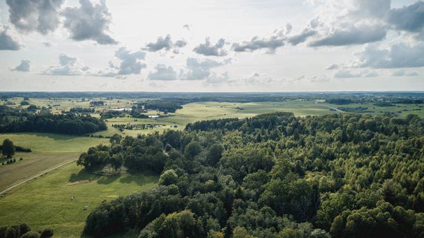 Drone view of fields, forests and sky. - Photo, Image