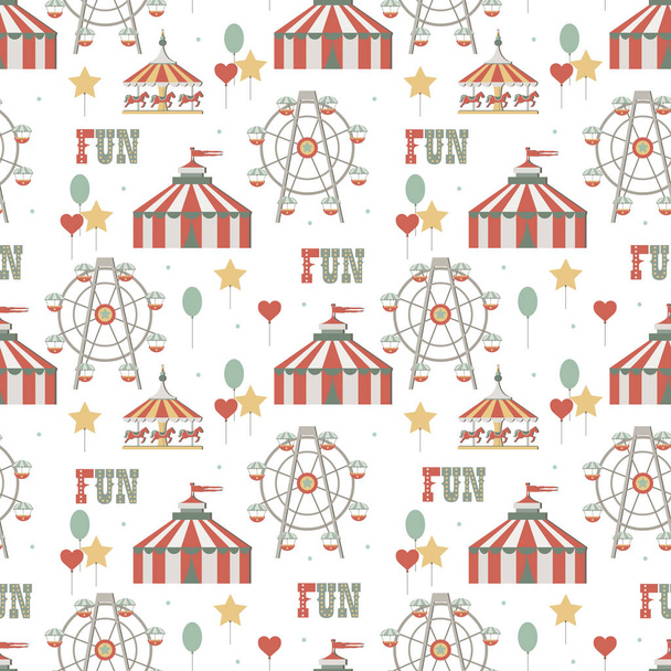 Circus background. Element of seamless pattern. Simple objects set. Vector illustration. - Vector, Image