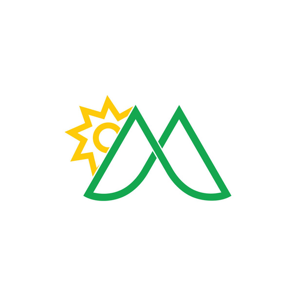 letter m mountain sun geometric line logo - Vector, Image