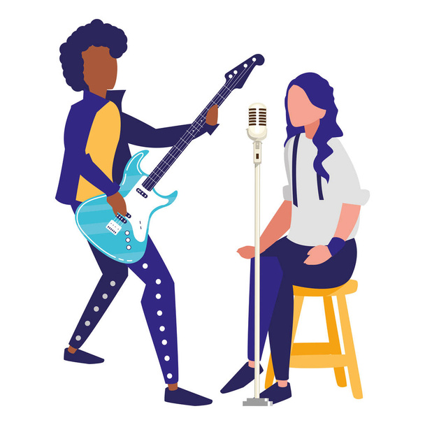 singer and musician couple characters - Vector, Image