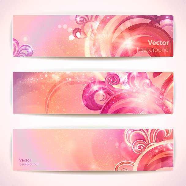 Set of abstract glamour vector banners with swirls. - Vektori, kuva