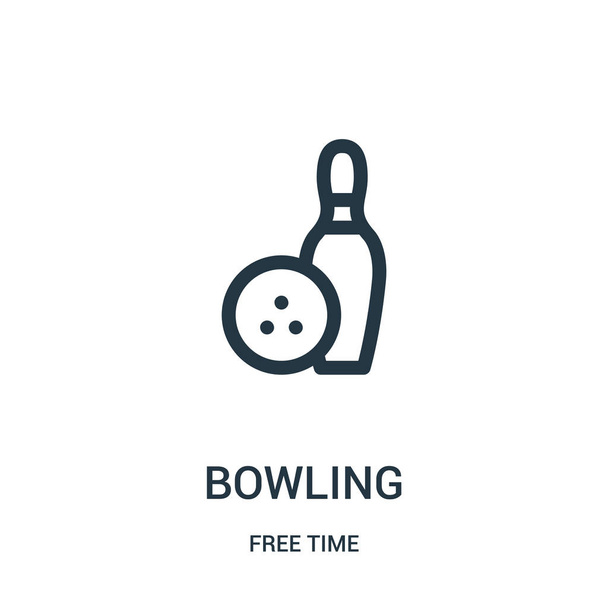 bowling icon vector from free time collection. Thin line bowling outline icon vector illustration. Linear symbol for use on web and mobile apps, logo, print media. - Vector, afbeelding