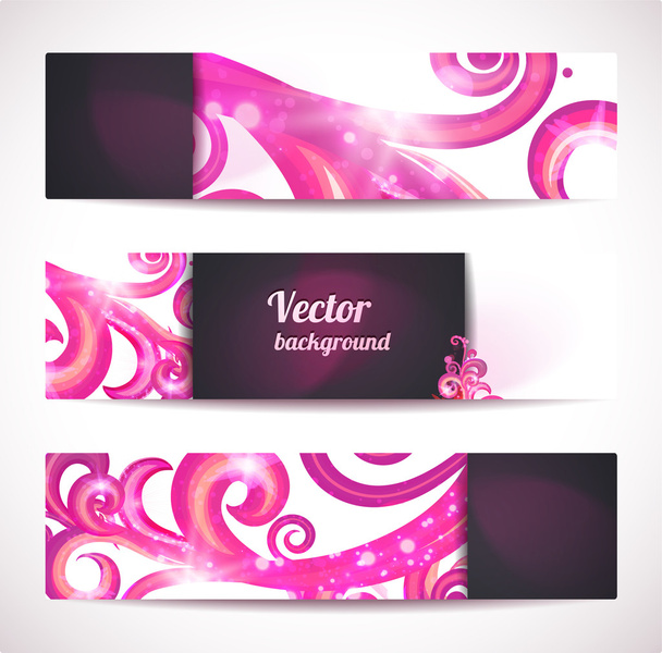 Set of abstract glamour vector banners with swirls. - Vector, Image