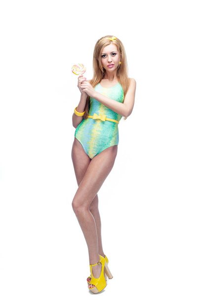 Pin-Up Girl with lollipop.   - Foto, immagini